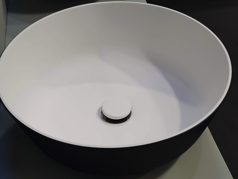 Reimo Waschbecken rund, schwarz / weiss (30 cmØ x 11 cm)