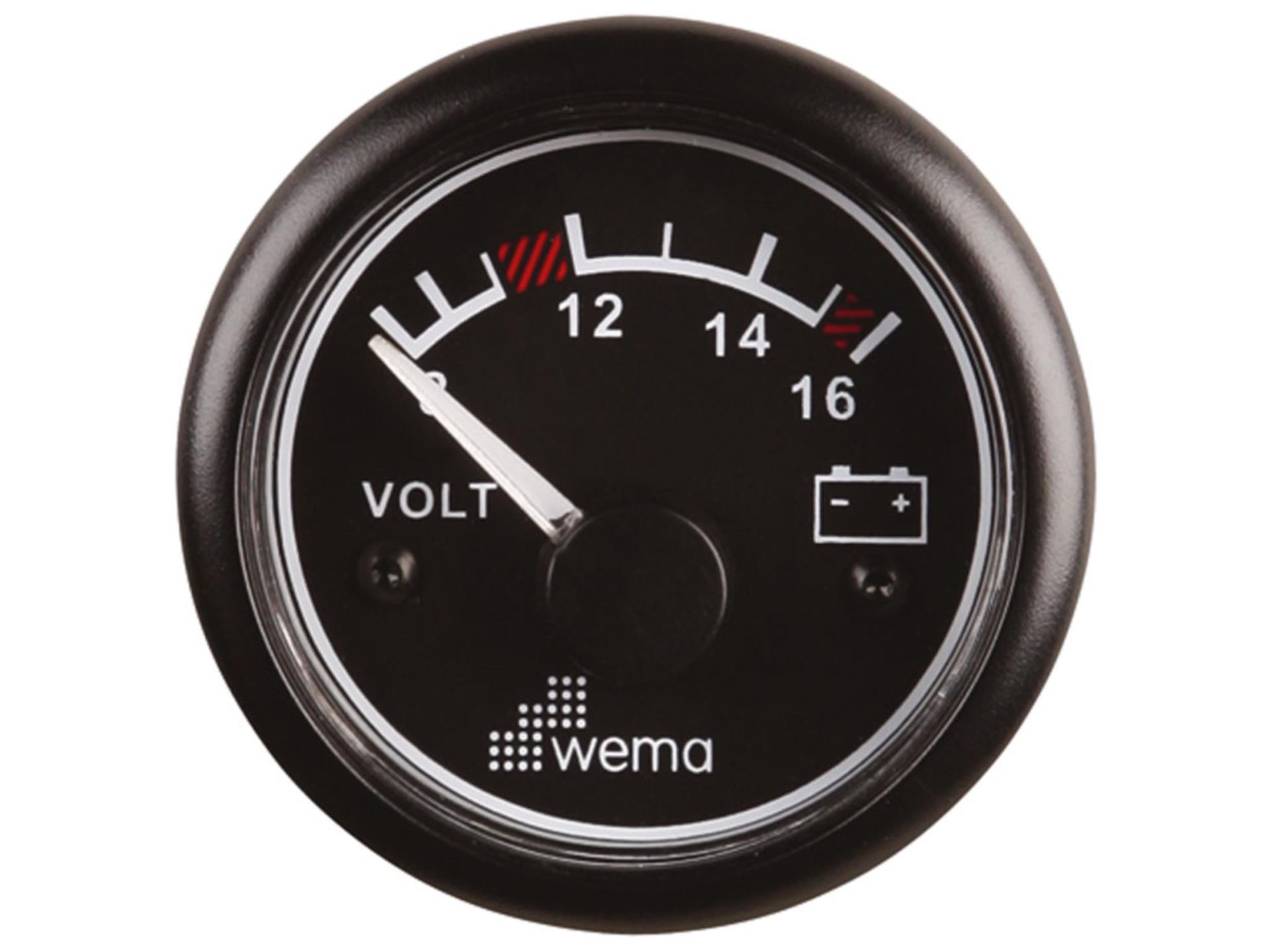 Wema Voltmeter 12 V, schwarz