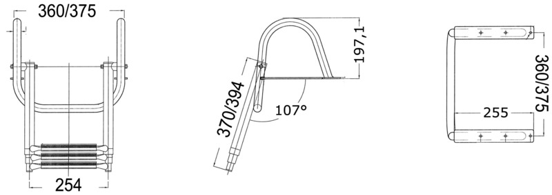 Osculati Ausziehbare Badeleiter mit Griffen, 3 Stufen Osculati Ausziehbare Badeleiter mit Griffen, 3 Stufen