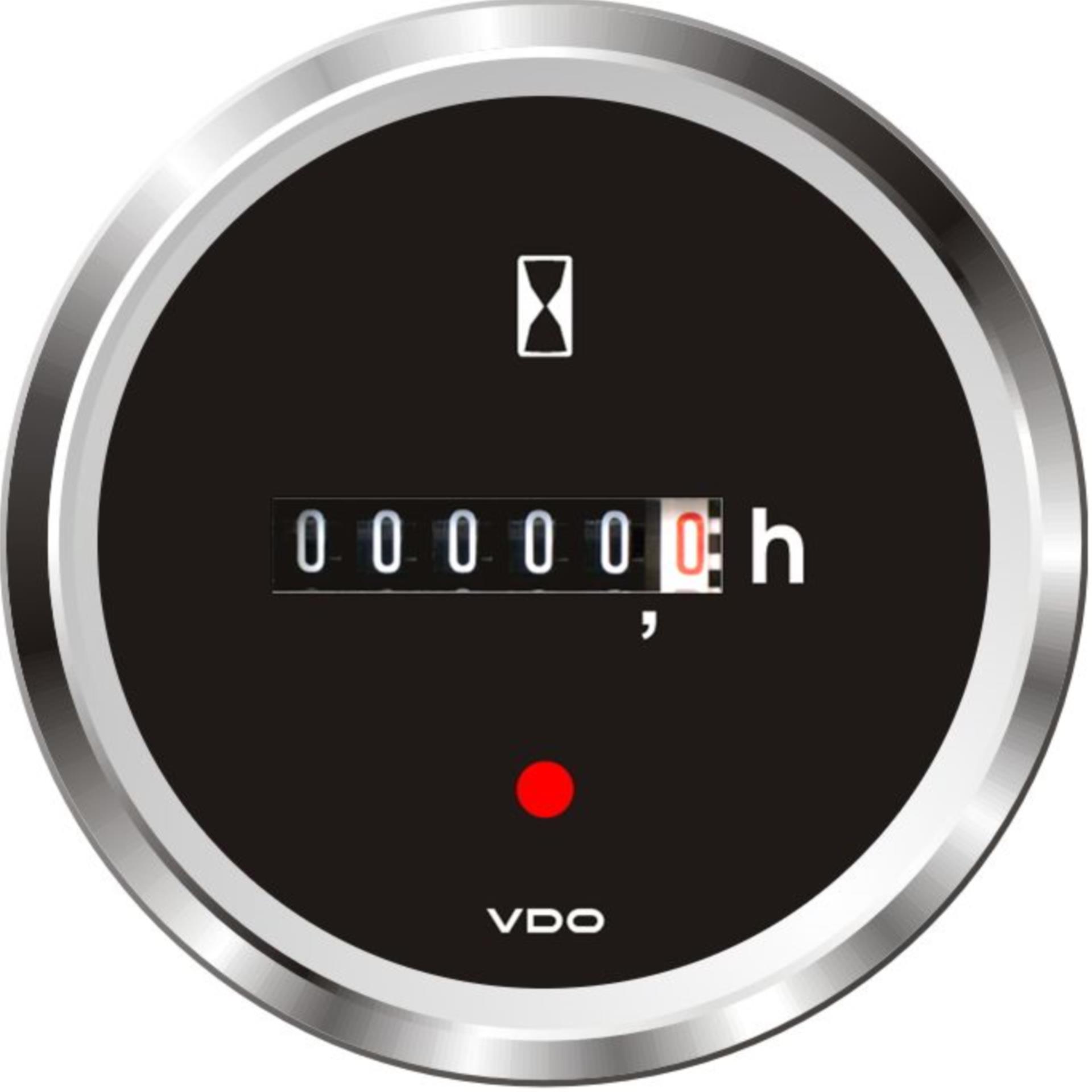 VDO Betriebsstundenzähler 52 mmØ, schwarz