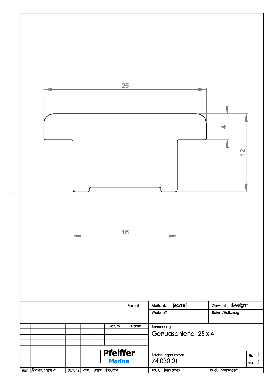Pfeiffer Springklampe 220 mm für Schiene 25 x 4 mm