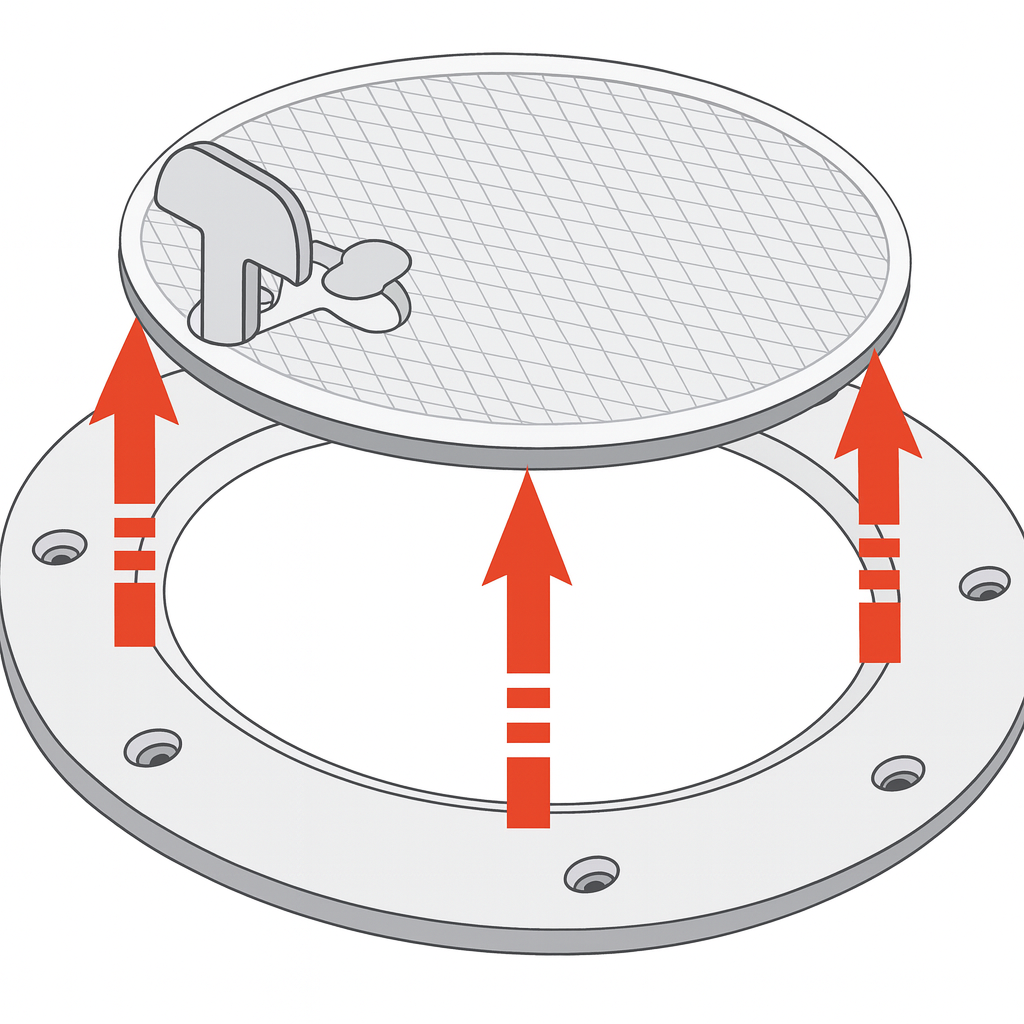 Osculati Inspektionsluke mit Kippverschluss 265 / 190 mmØ, weiss