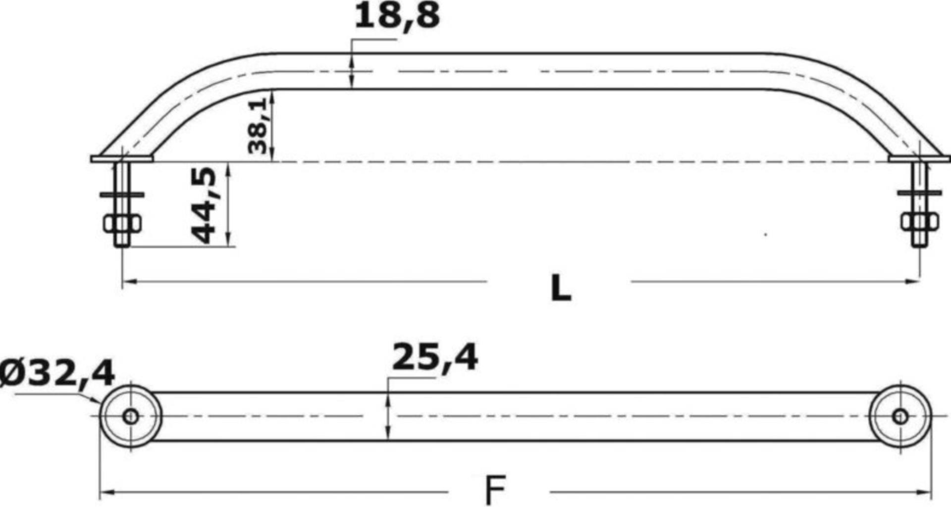 Osculati Edelstahl Handlauf mit verdeckten Montagebolzen, 305 mm