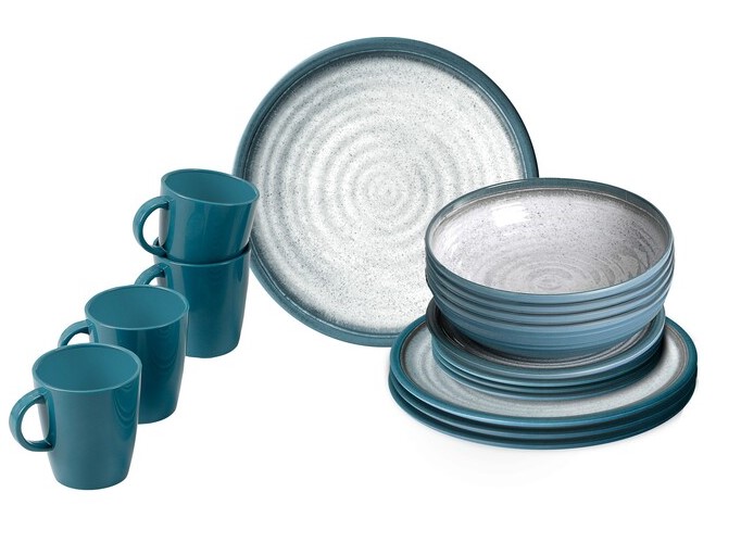 Brunner Geschirrset Melamin BRUNNER Tuscany 16-tlg. Fb. creme/blau  