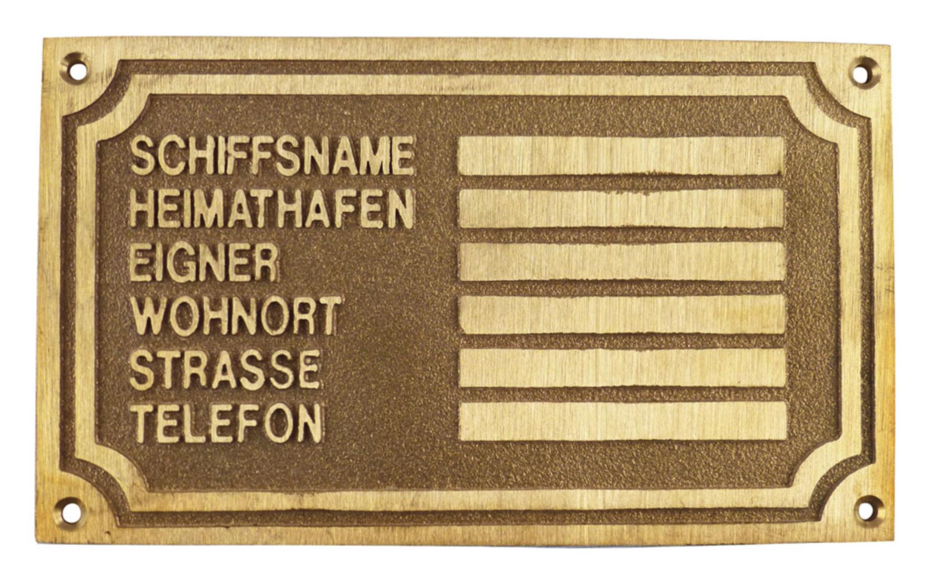 Eignerschild Messing, klein (10,2 x 6 cm)