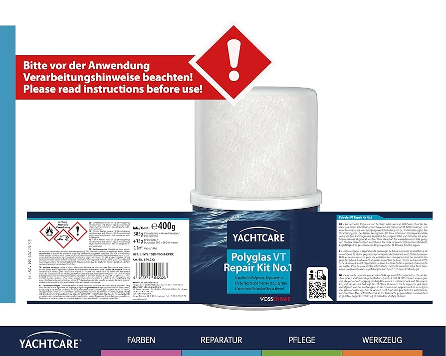 Yachtcare Polyglas VT Reparaturpackung G1, 400 gr. Yachtcare Polyglas VT Reparaturpackung G1, 400 gr.