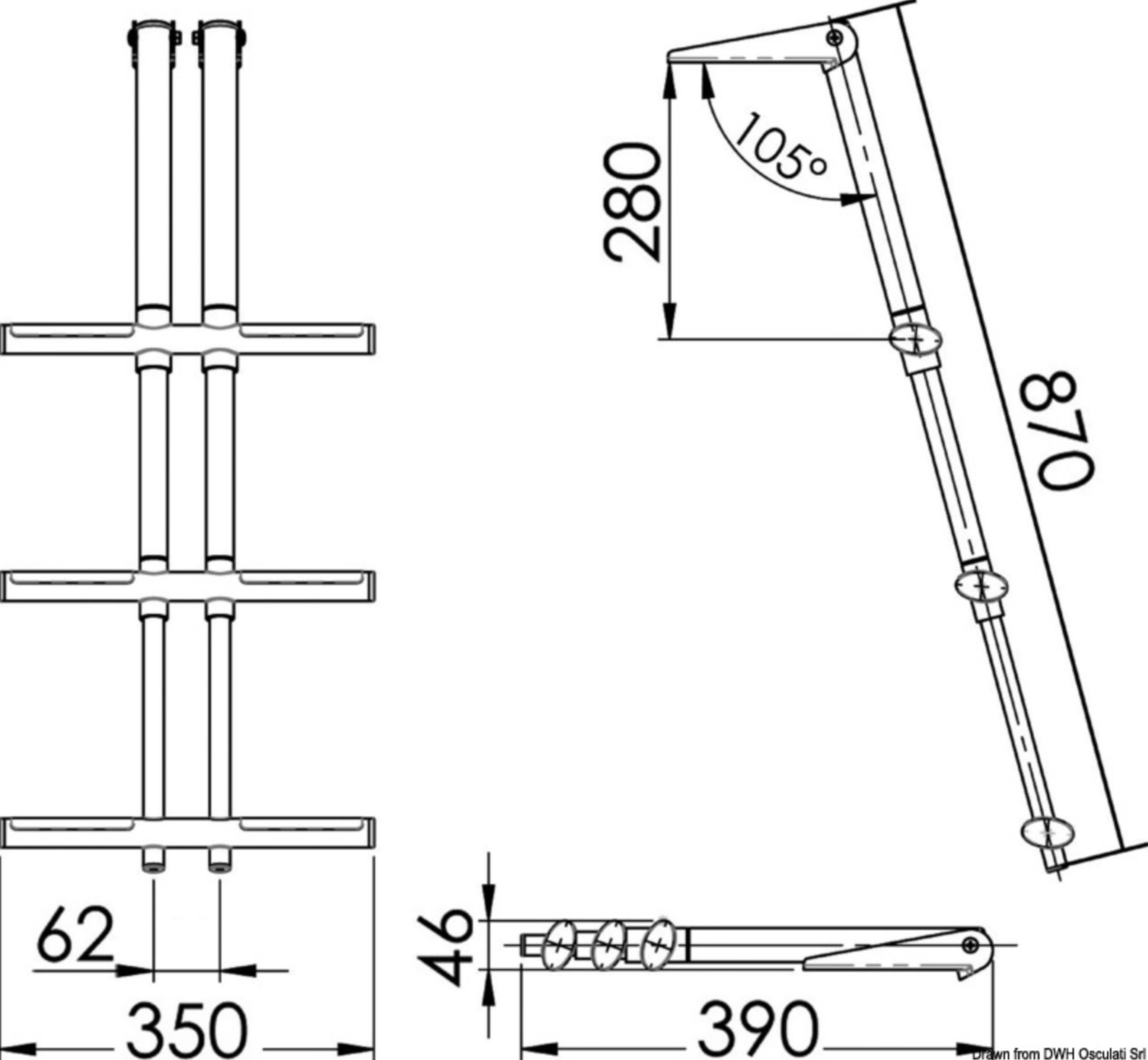 Osculati Badeleiter "Diver" 3-Stufen L.390 / 870 mm, B.350 mm Osculati Badeleiter "Diver" 3-Stufen L.390 / 870 mm, B.350 mm