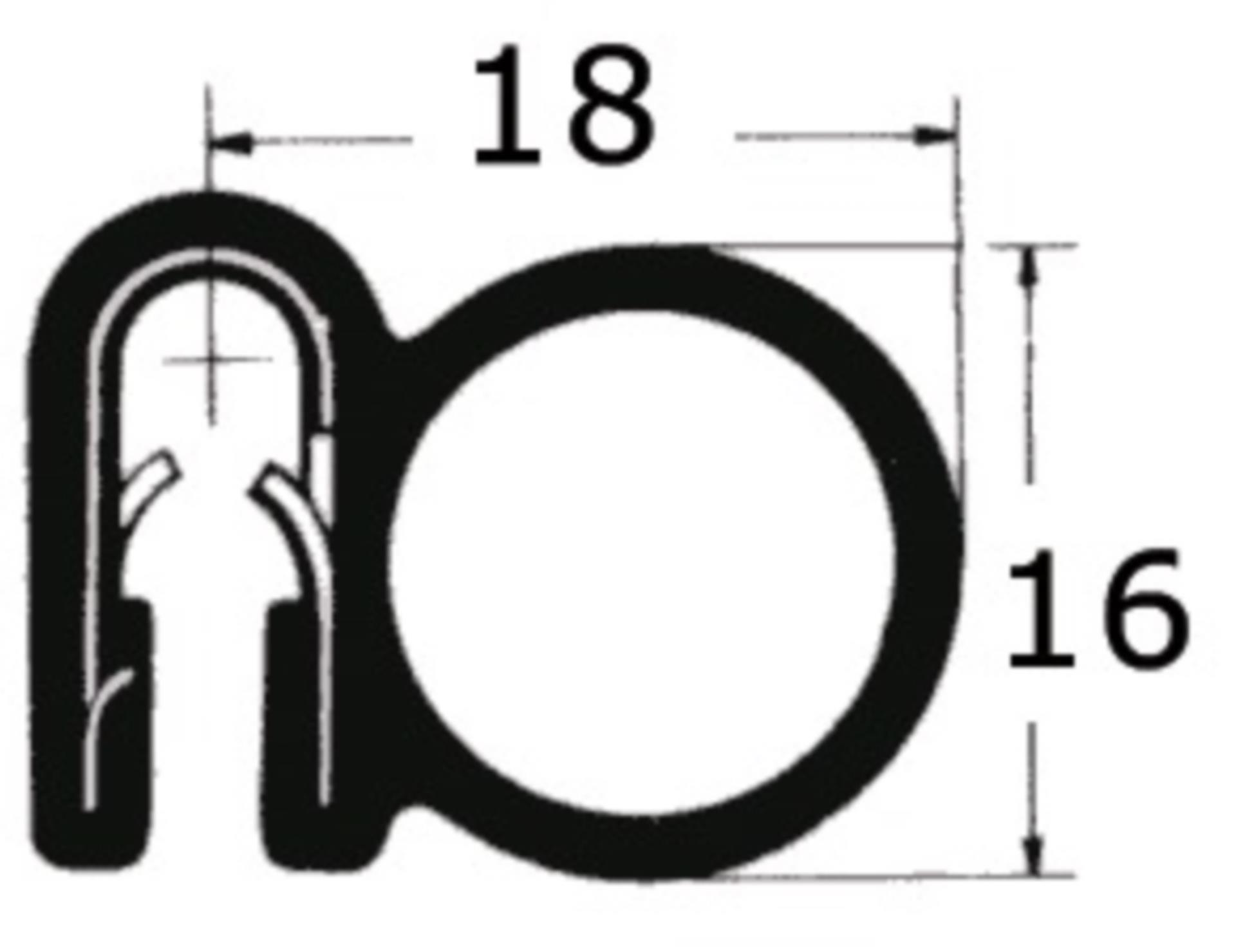 Osculati Klemmprofil 18 x 16 mm, Klemmbereich 2-4 mm schwarz, 25 Meter