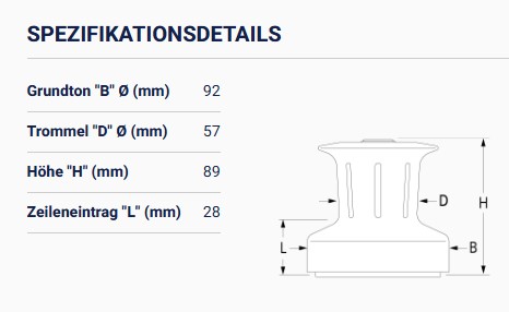 Andersen Winch 10, 1-Gang, 92 mmØ x 83 mm