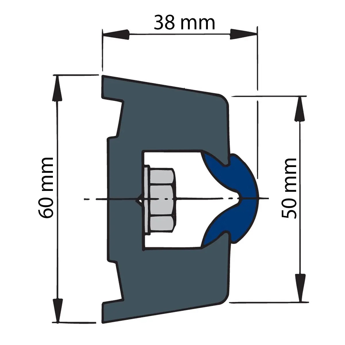 Vetus Trap Basis Scheuerleiste 60 x 38 mm, Dunkelgrau (20 Meter)