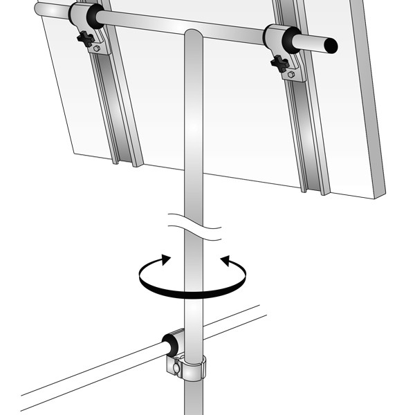 NOA Drehbarer Mast für Solarmodule, 30 mm x 1800 mm, Montage an Reling