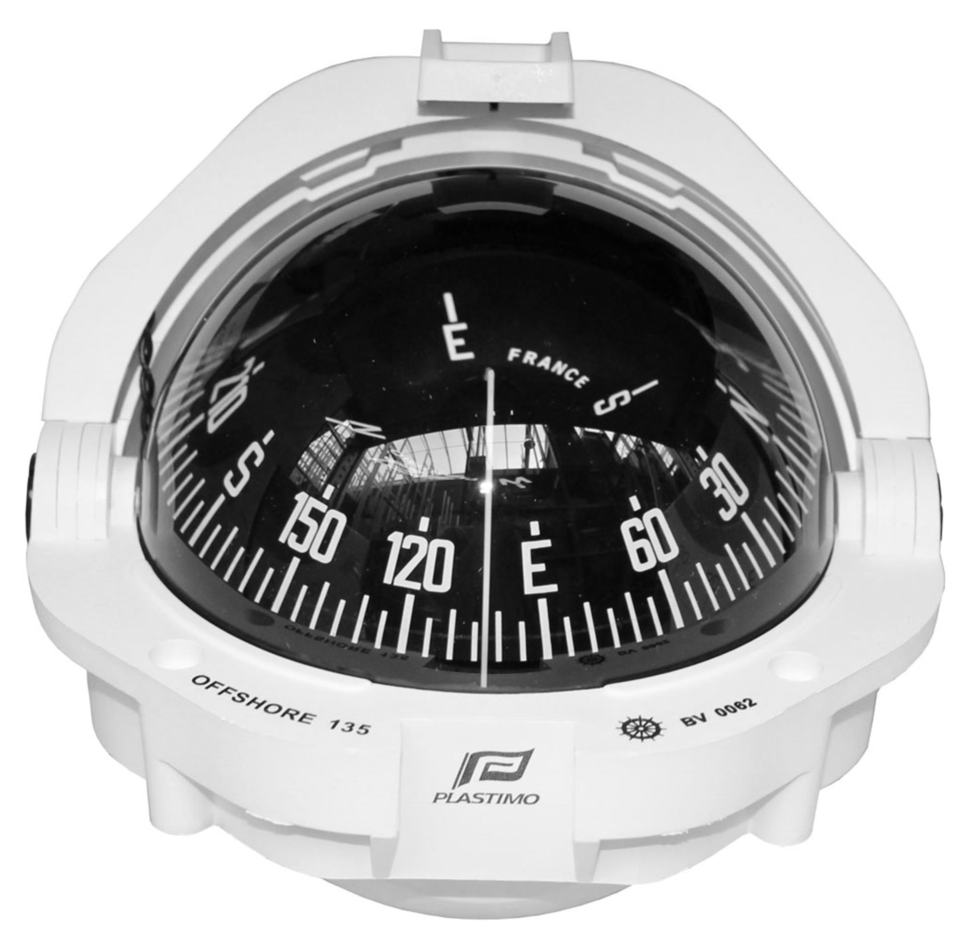 Plastimo Offshore 135 weißes Gehäuse, schwarze, konische Rose Plastimo Offshore 135 weißes Gehäuse, schwarze, konische Rose