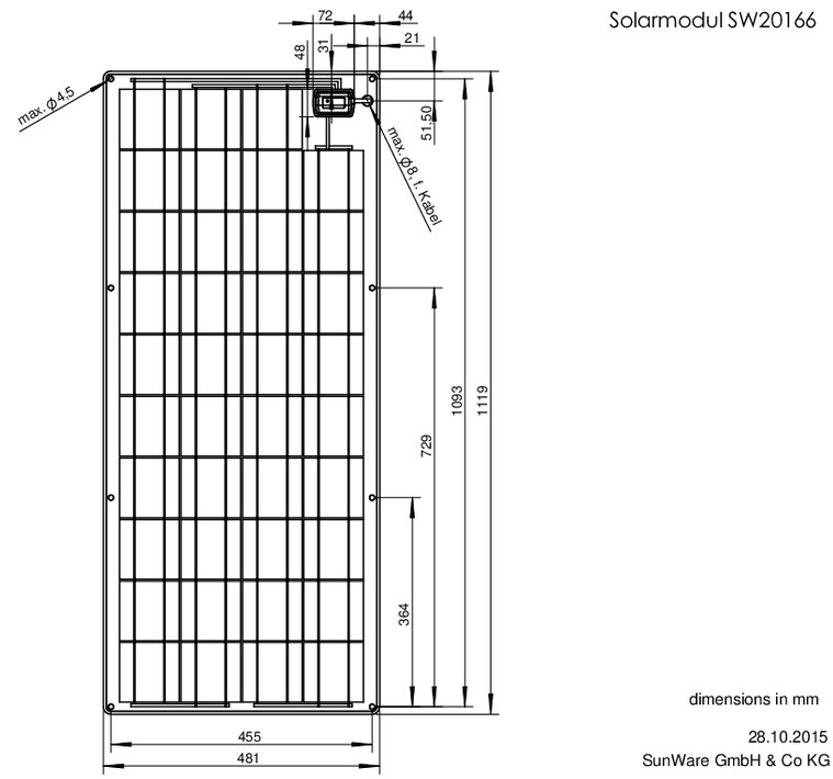 Sunware Modul Sunware SW20166 90WP 12 V  Dose vorne