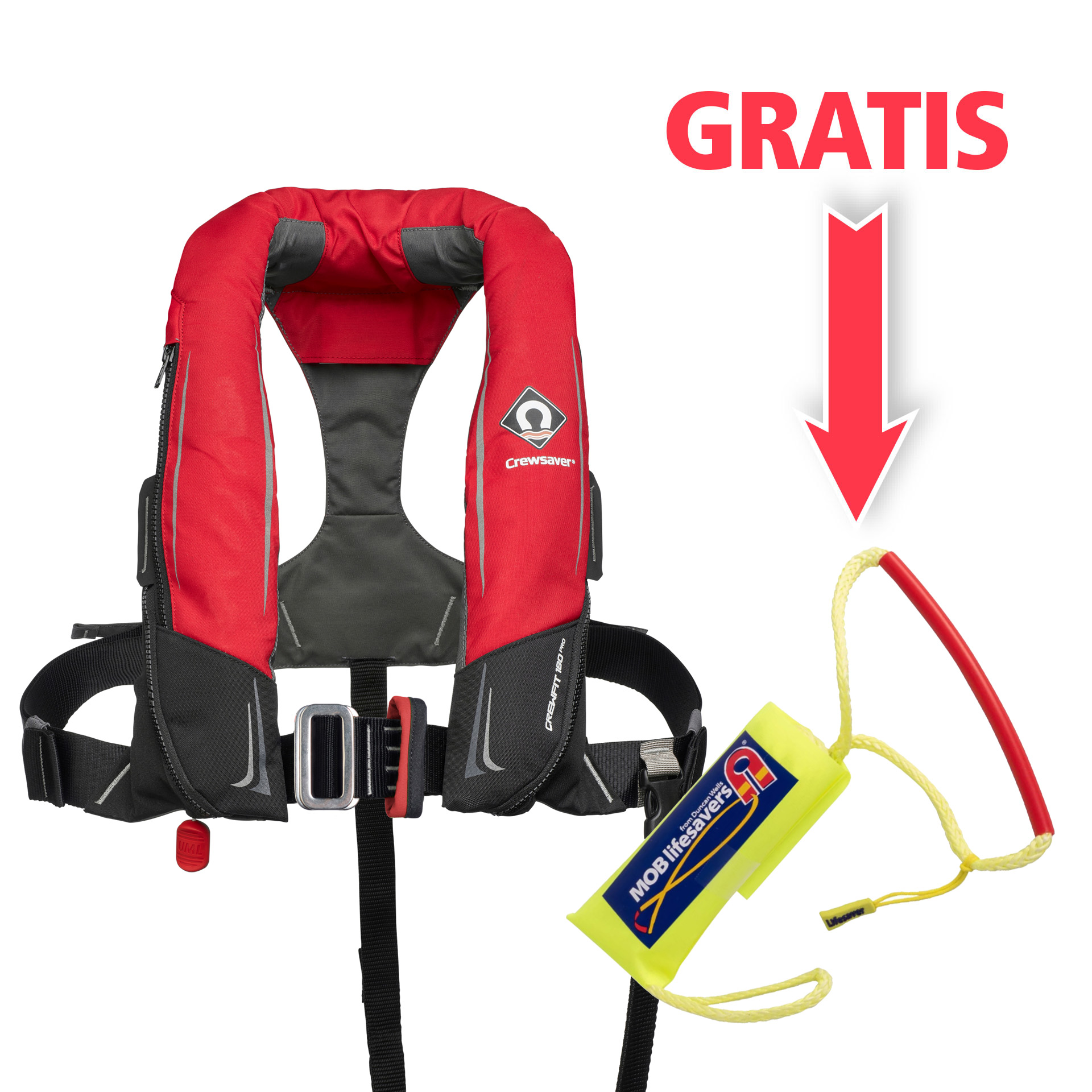 Crewsaver Crewfit 180N rot, Harness inkl. MOB Lifesaver