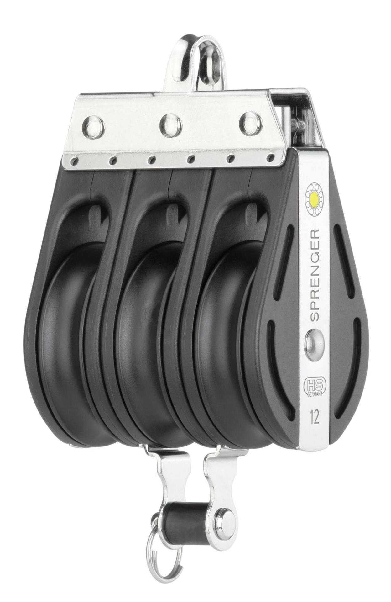 Sprenger S-Block Gleitlager 12 mm - 3 Rollen, Bügel, Hundsfott