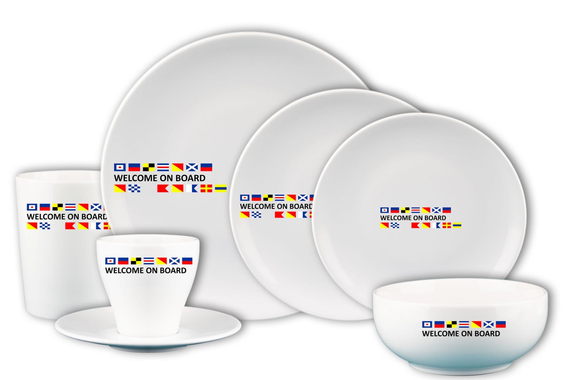 Bordgeschirr Porzellan mit Signalflaggenmotiv Set