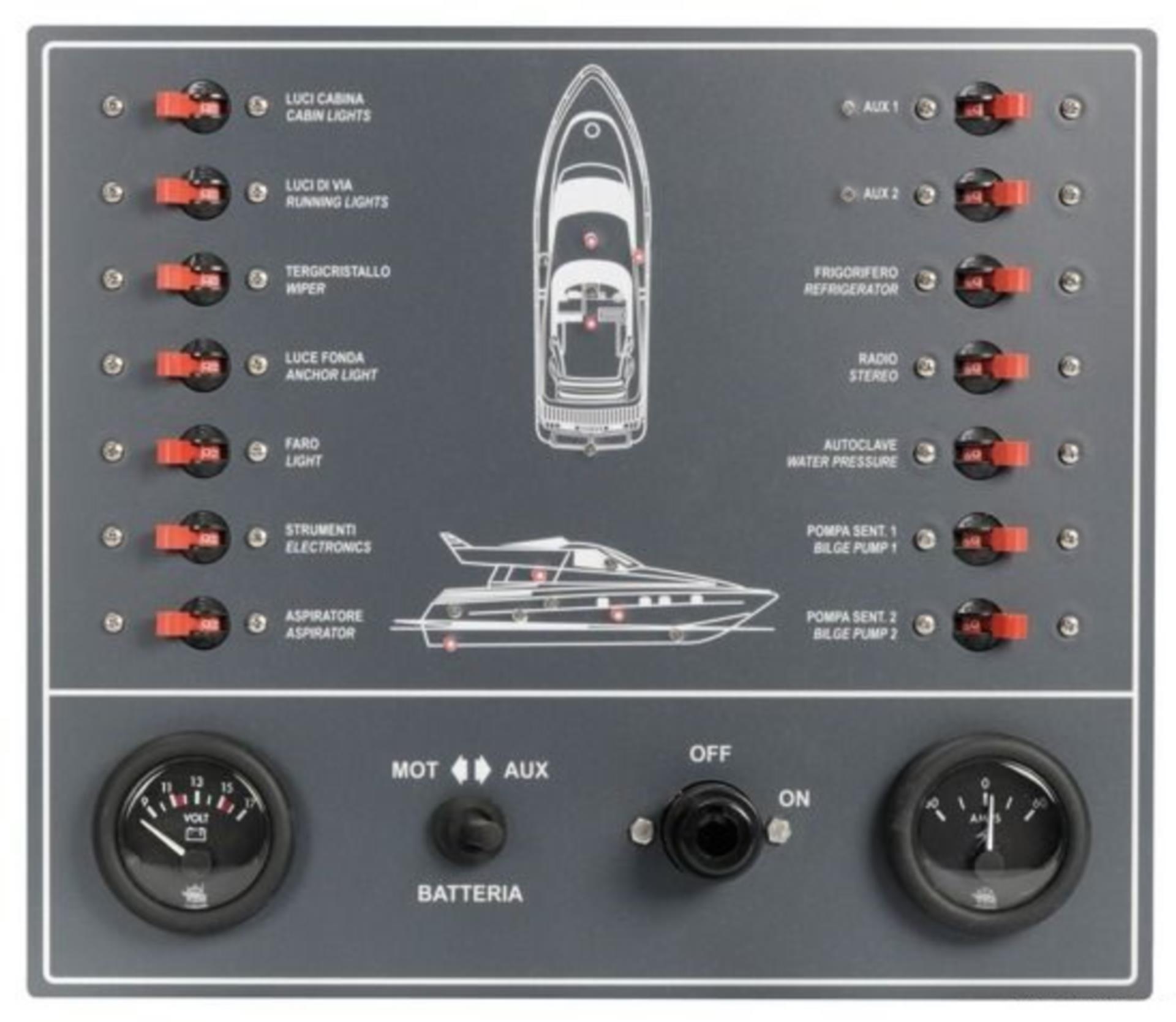 Schalttafel Motorboot, 327 x 285 mm
