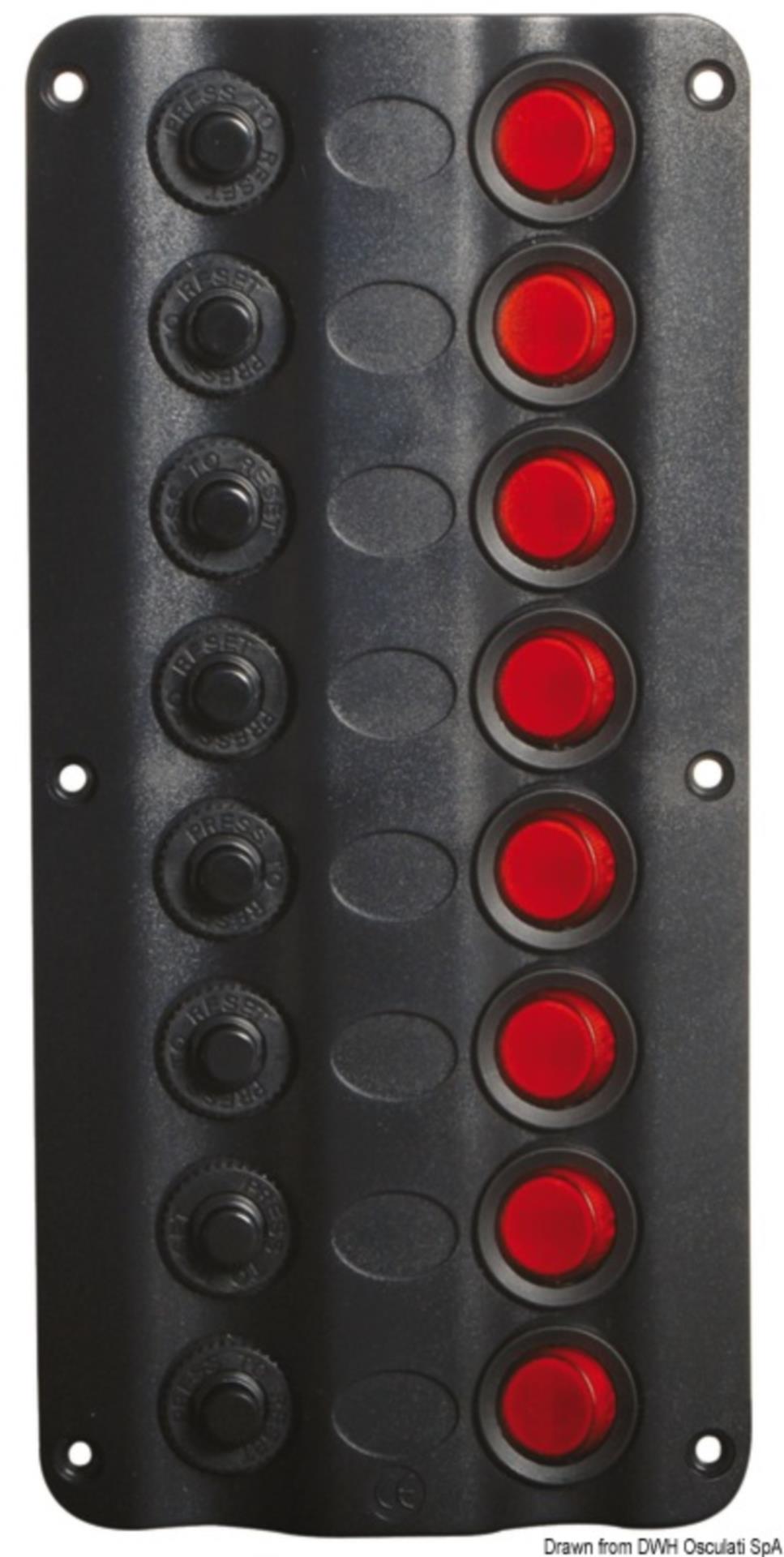 Osculati Schalttafel Wave 8 er, 210 x 100 mm