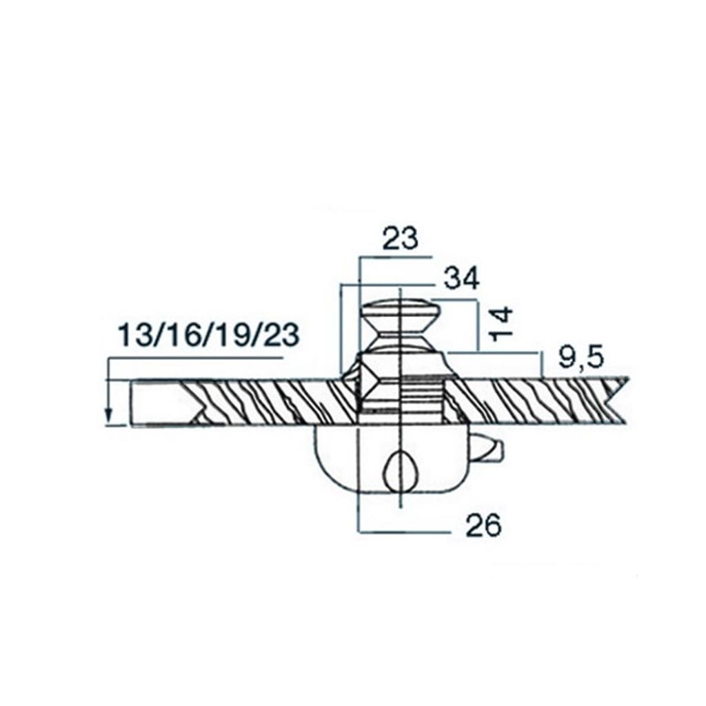 Osculati Knopf für Schnappschloss, poliertes Messing (23 mmØ)