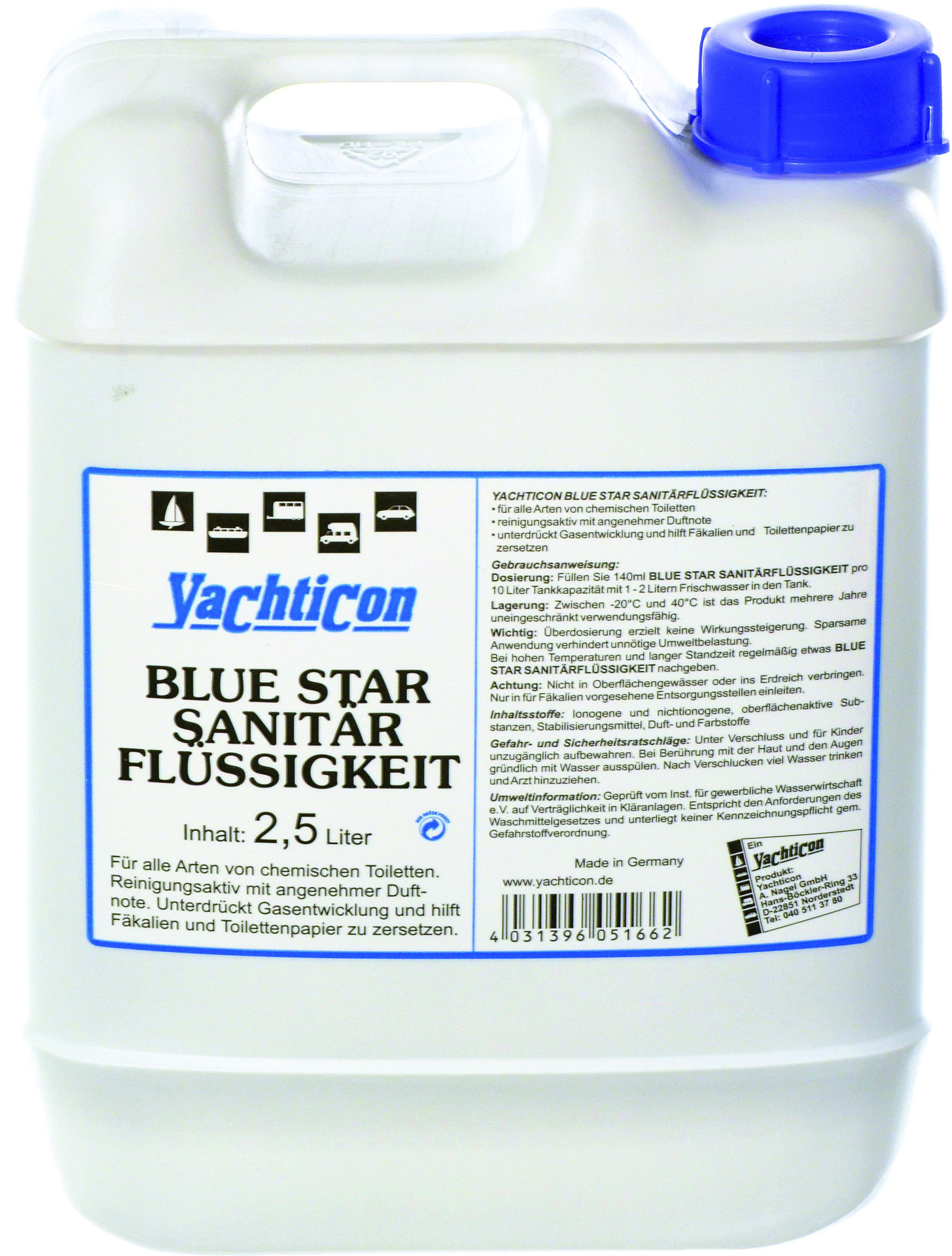 Yachticon Blue Star Sanitärflüssigkeit, 2,5 Liiter