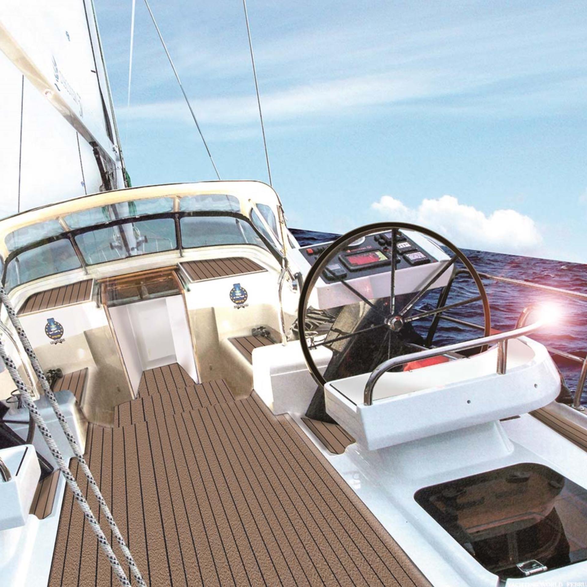 Gisa Tex GISATEX® MARINEFLOOR Antislide Teak-Design, Breite 1,5 m