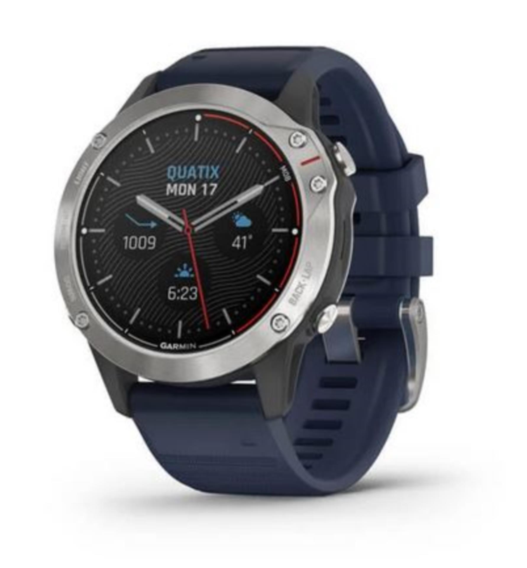 Garmin quatix 6, grau mit mittelblauen Armband