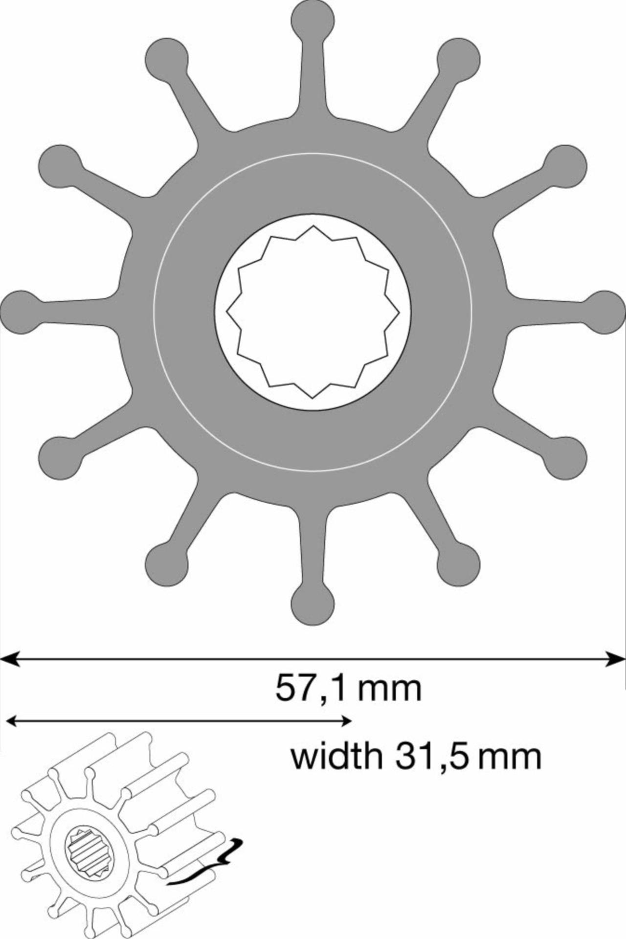 Johnson Impeller Neopren für Pumpe F5B mit Welle (09-1027B-1)