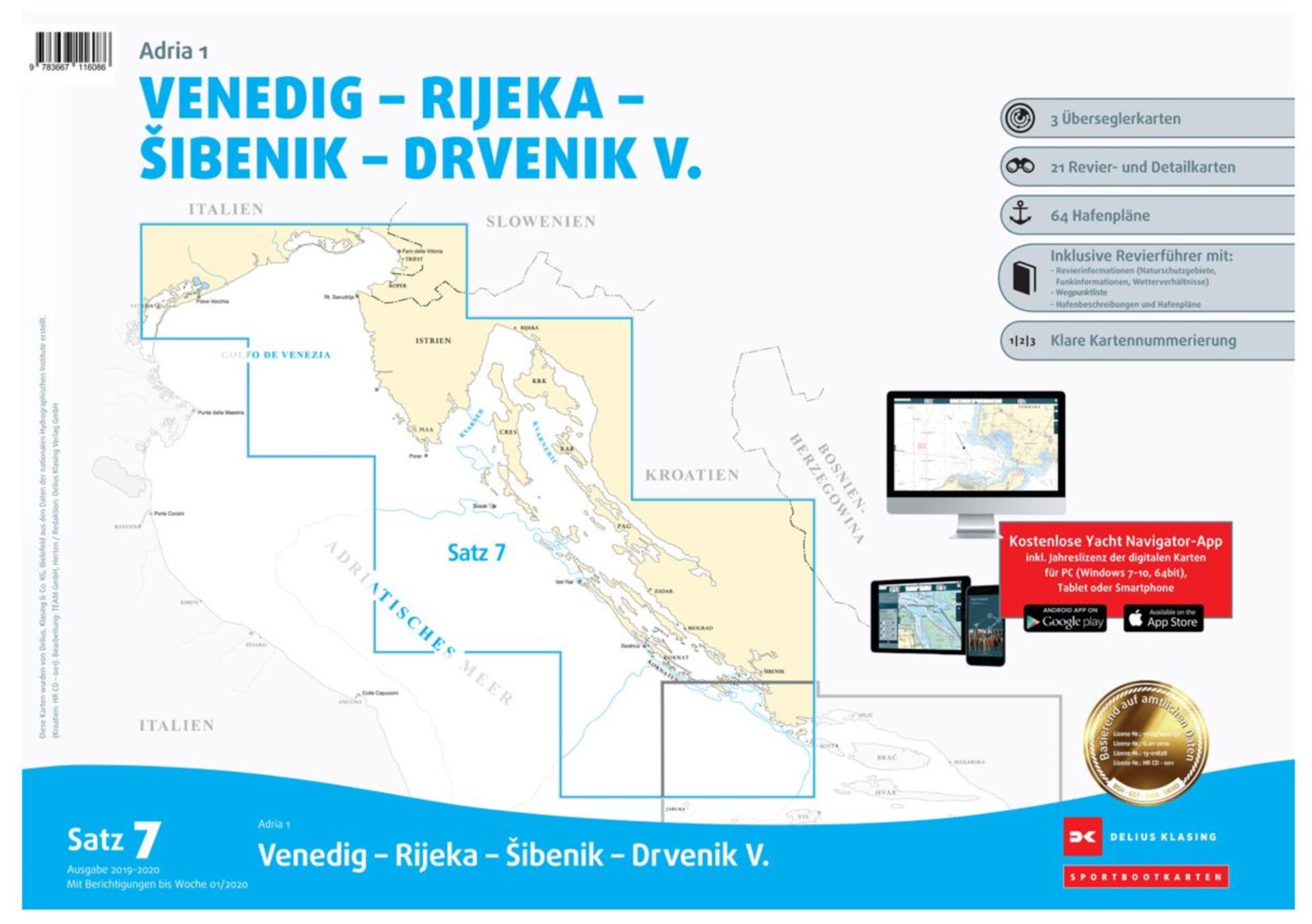 Delius Klasing Sportbootkarten Satz 7, Adria 1