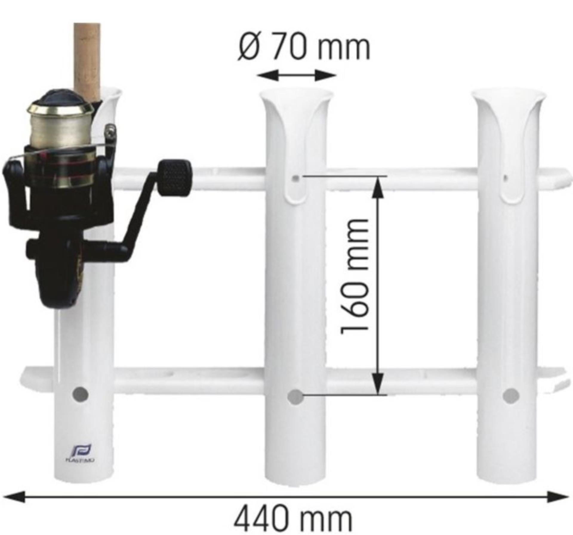 Plastimo Kunststoffhalter 3-fach für Angelruten mit Querhalter Plastimo Kunststoffhalter 3-fach für Angelruten mit Querhalter