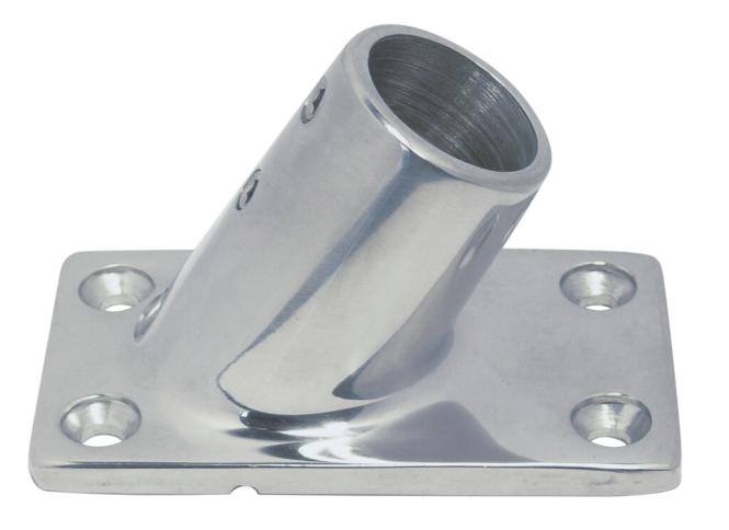 Osculati Edelstahl Relingsbasis 60° eckige Grundplatte, Rohr 22 mmØ