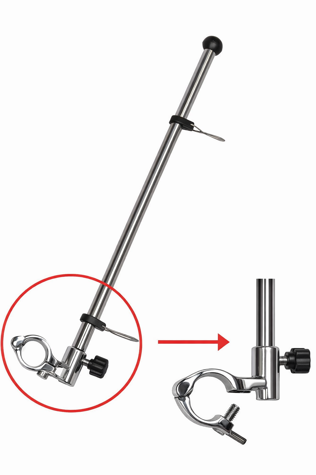 Marinetech Flaggenstock mit Klapphalter, 22 mmØ