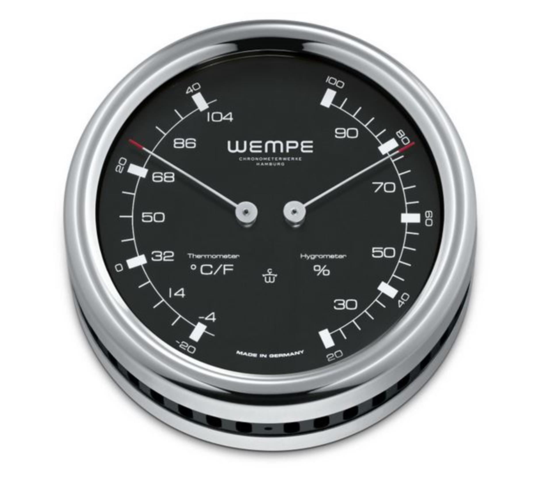 Wempe Pilot III Thermometer & Hygrometer, Edelstahl 100 mmØ