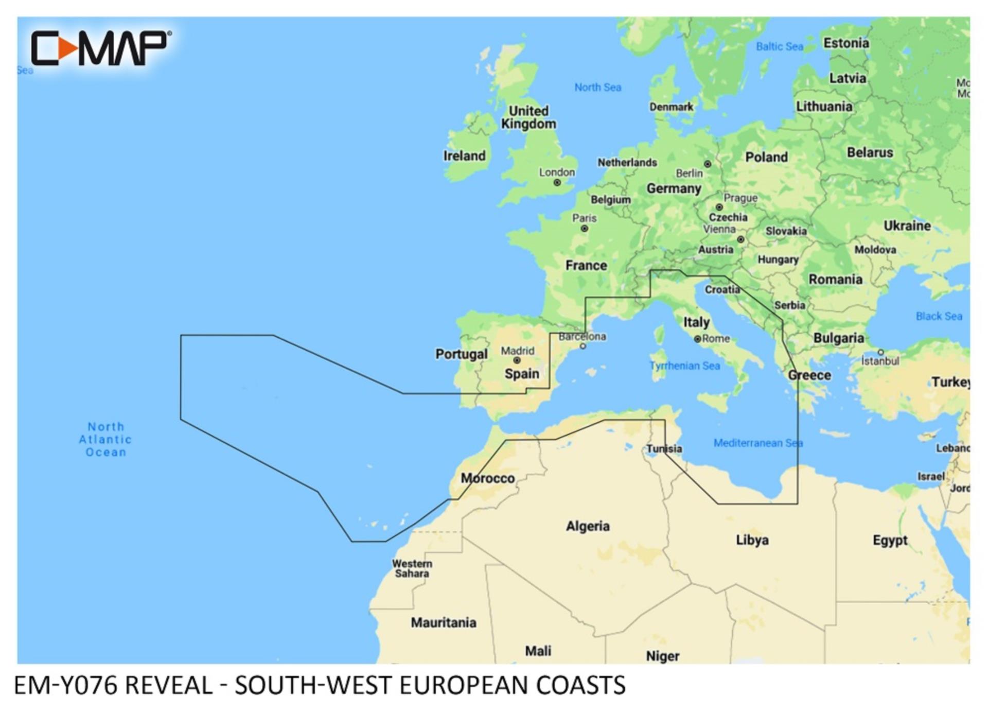 C-MAP Reveal L South-West European Coasts