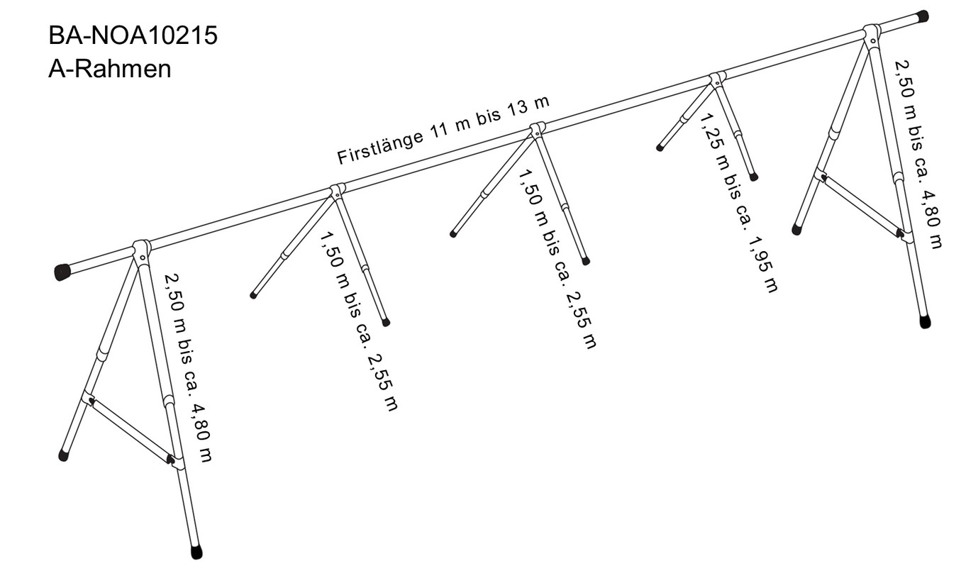 NOA A-Gestell für Abdeckplanen Länge 11-13 Meter 