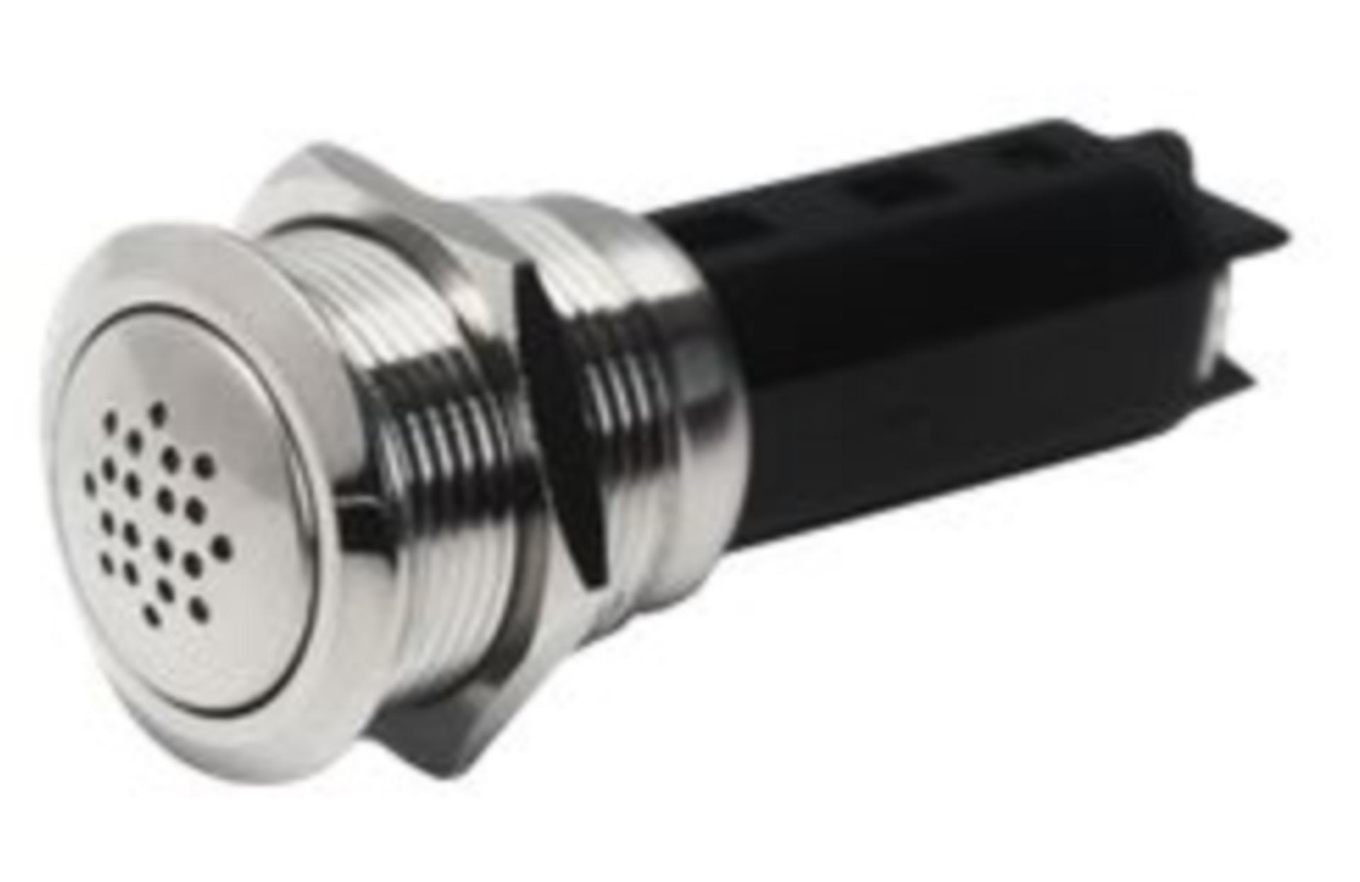 Buzzer Edelstahl mit Ring-LED Rot, 22 mmØ