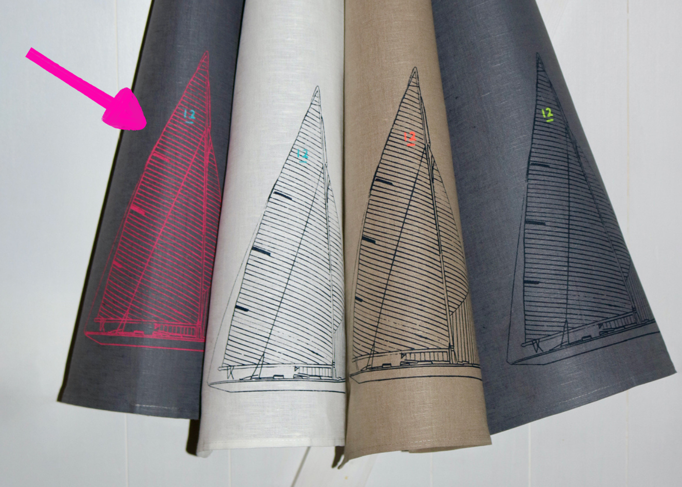 Nautischer Verlag NV Geschirrhandtuch 12mR, grau/ magenta 