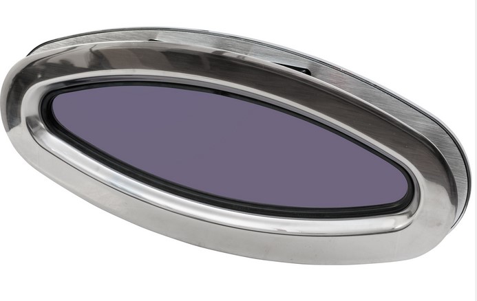 Lewmar Edelstahlfenster Fixedlight, 196 x 452 mm, elliptisch