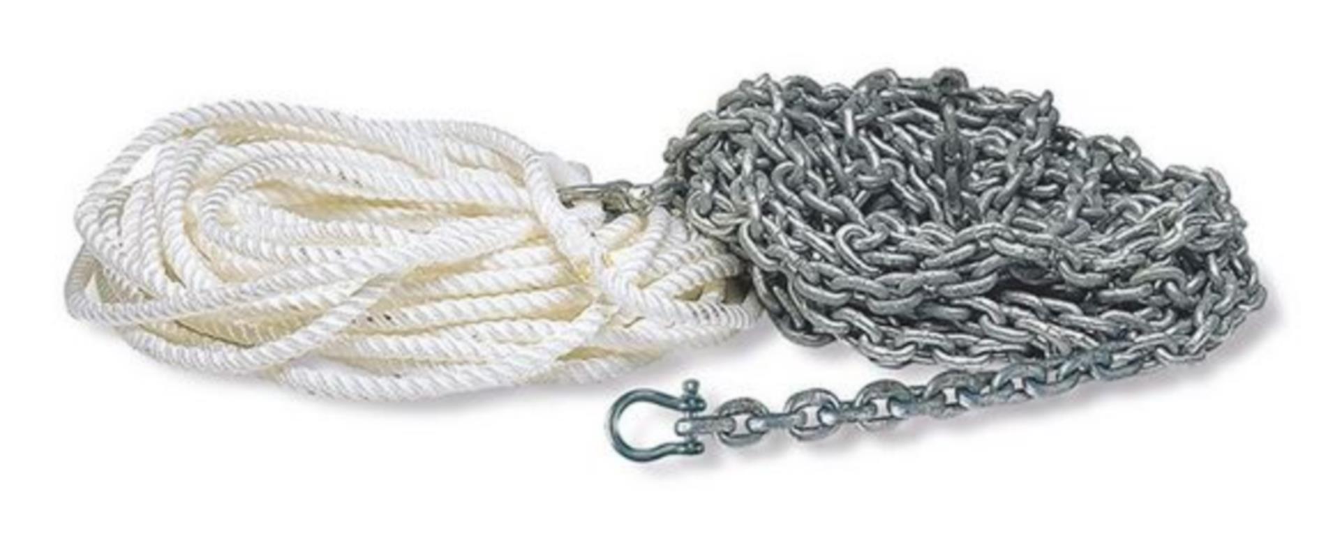 30 Meter Kettenvorlauf Anker Leine Tau Seil Boot Ankerleine mit Ankerkette 8mm 