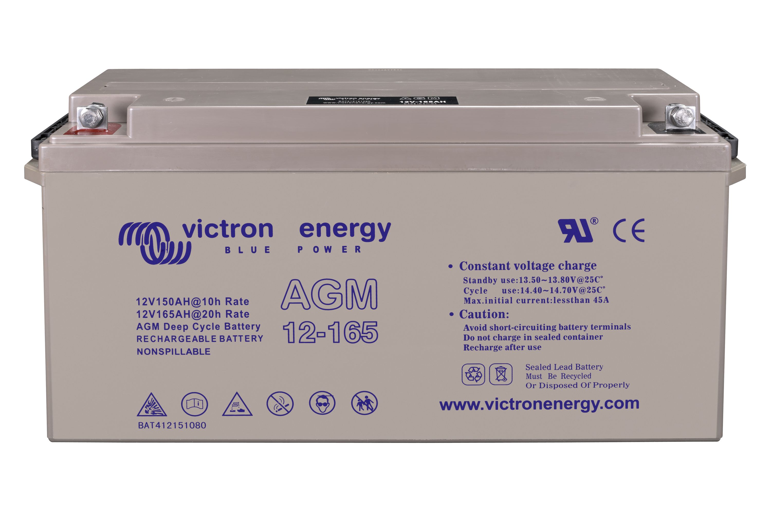victron energy Victron AGM 12V/165Ah Deep Cycle Batt. mit Gewindeeinsatz M8