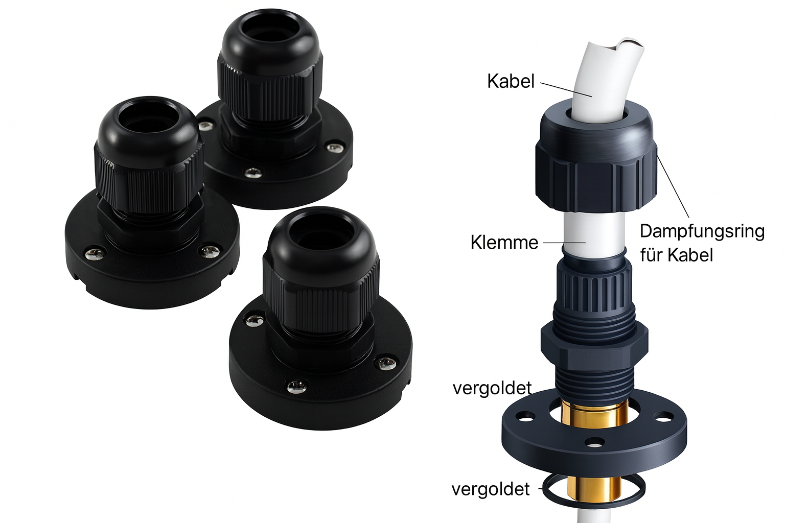 Quick Decksdurchführung, Kunststoff für 4 - 8 mmØ
