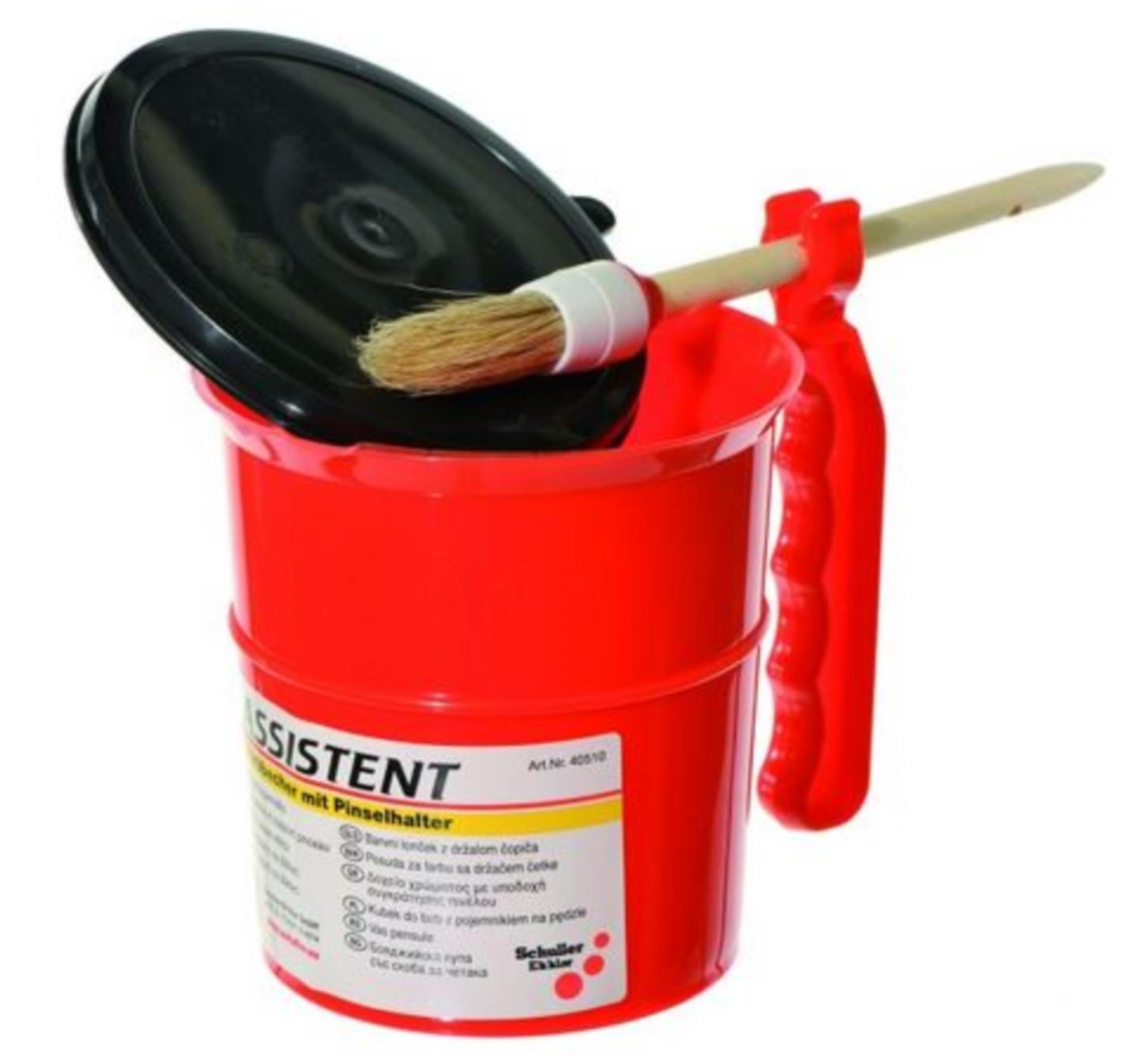 Farbbecher mit Pinselhalter & Deckel