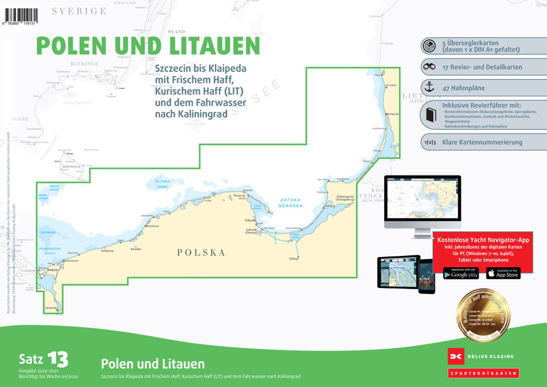 Delius Klasing Sportbootkarten, Satz 13, Polen u. Litauen