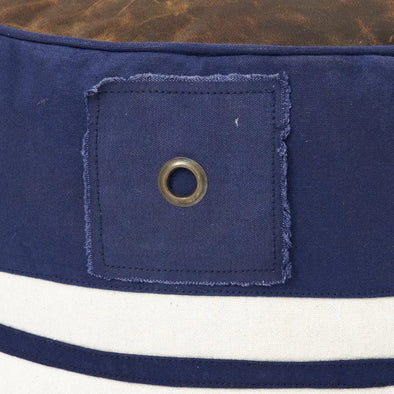 Dekoratives Sitzkissen / Pouf mit Ledertop, 45 cm x 40 cmØ Dekoratives Sitzkissen / Pouf mit Ledertop, 45 cm x 40 cmØ