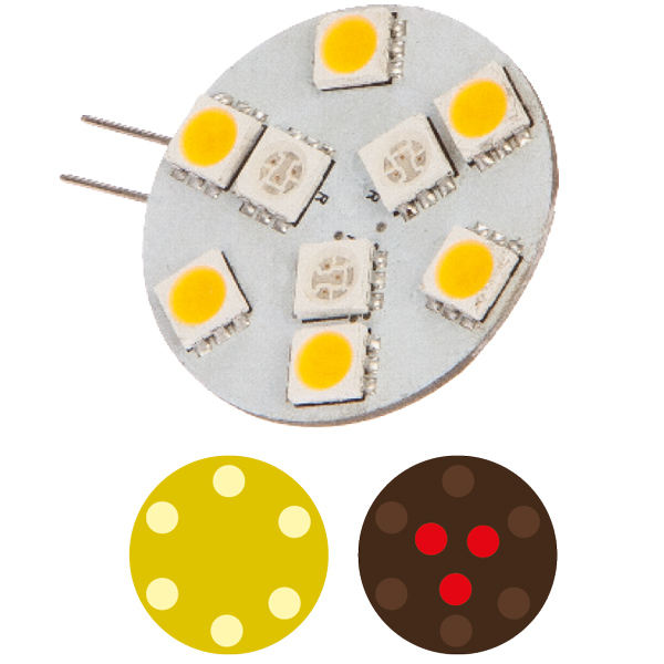 NauticLED G4 seitlicher Pin 10-30VDC rot=0,5W weiss=1,4W D=30mm