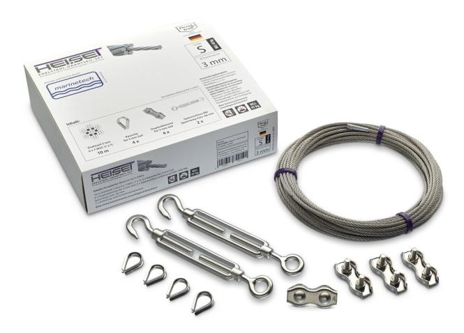 Marinetech Drahtseil Set A4 Größe M, 2 mmØ 7 x 7 (25 Meter)