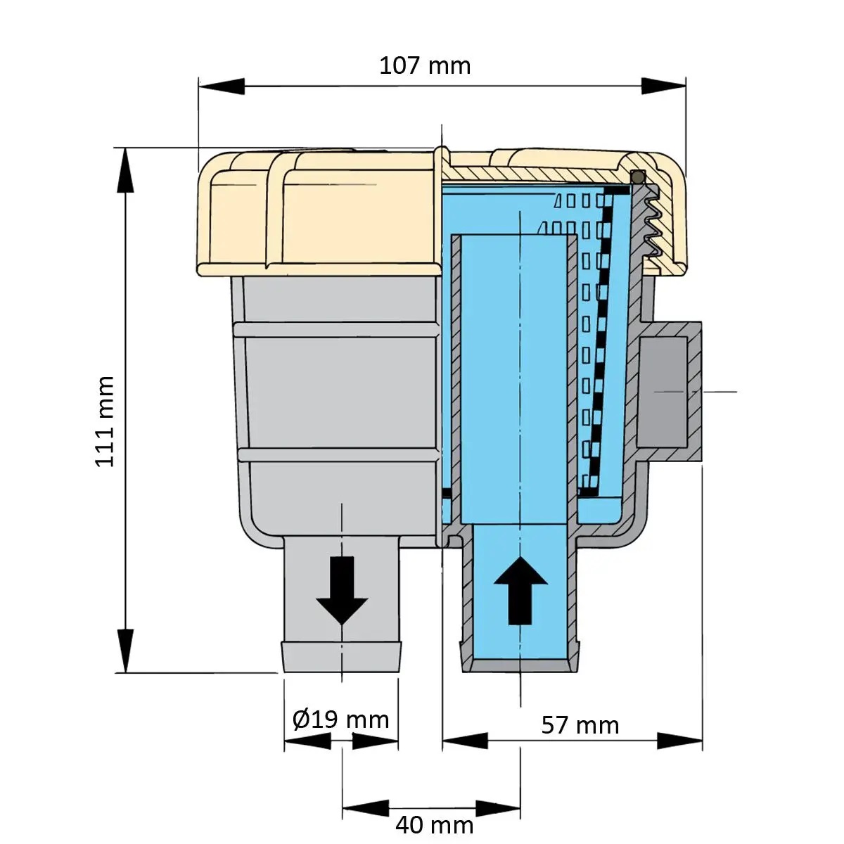 Vetus Kühlwasserfilter Typ 140, Anschluss 19,1 mmØ