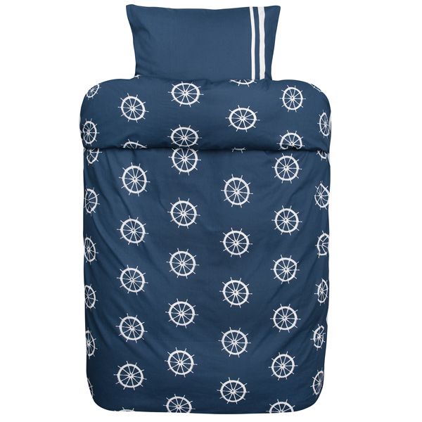 Gotthardt Bettwäscheset Baumwolle 140 x 200 cm blau / weiss maritimes Motiv 