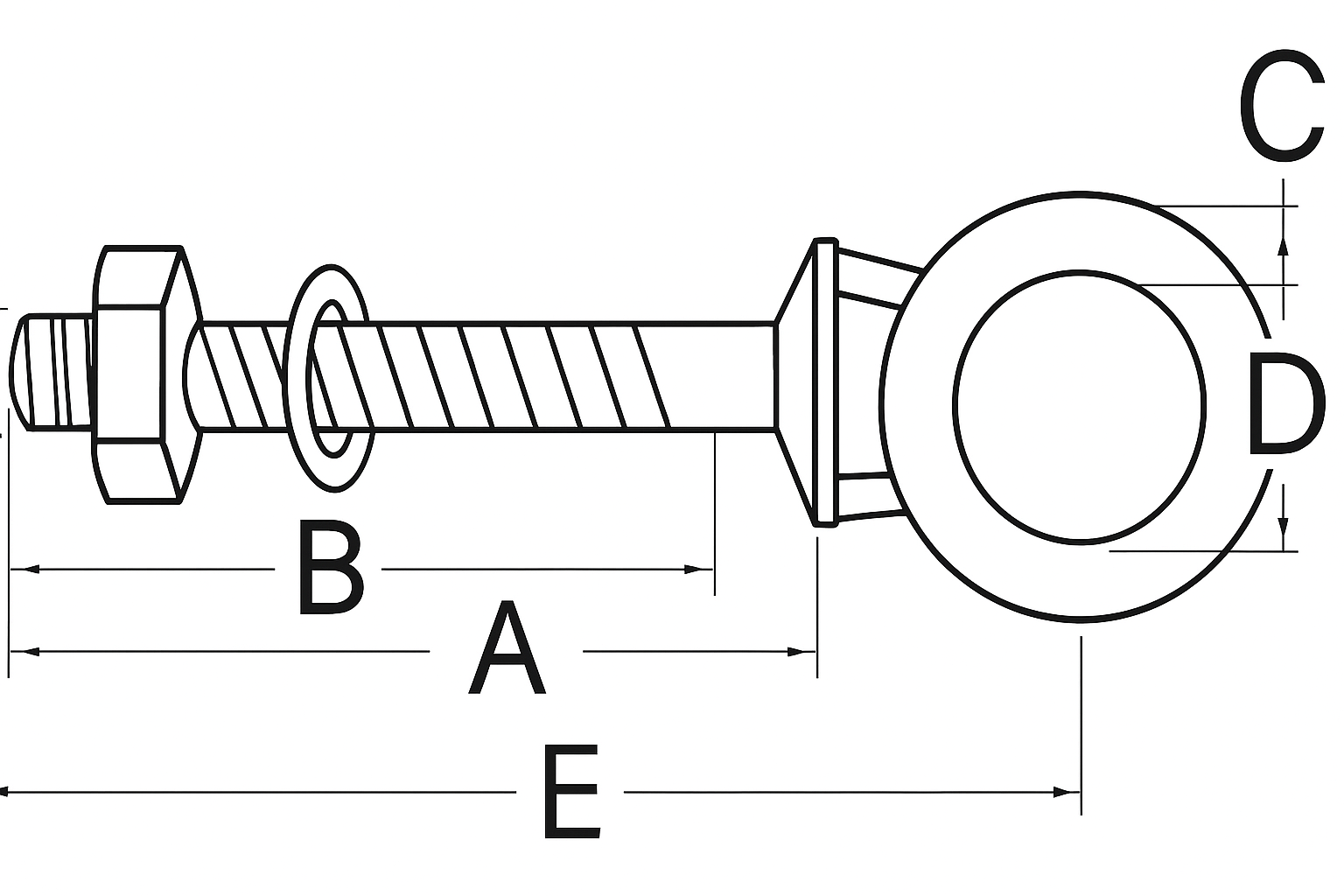 Osculati Augbolzen Edelstahl 6 x 40 mm, Auge 12 mm
