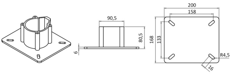 Osculati Stuhlfuß, höhenverstellbar 45 - 62 cm