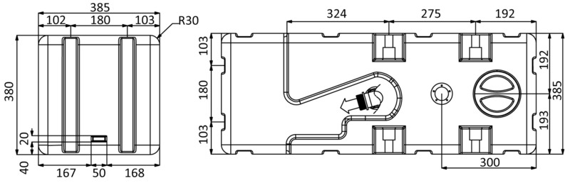 Osculati Schmutzwassertank mit integrierter Fäkalienabsaugpumpe 12 V, 115 Liter